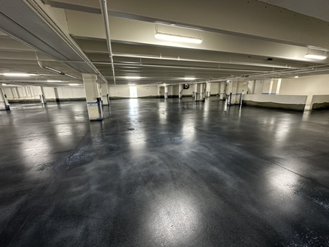 Polished concrete floor in a parking structure in Naples, FL